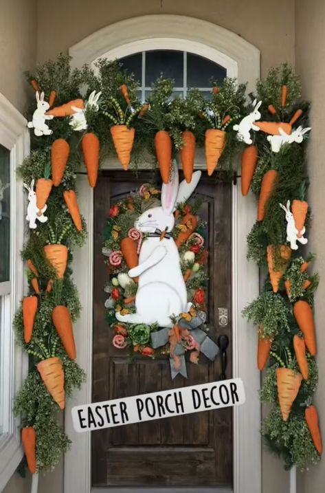 Easter Front Porch Decorations, Easter Front Porch Decor, Easter Porch, Easter Porch Decor, Easter Outdoor, Easter Door Decor, Easter Spring Wreath, Easter Event, Easter Centerpiece