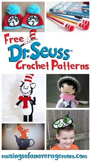 Cat In The Hat Crochet Pattern Free, Crochet Cat In The Hat Pattern Free, Dr Seuss Cat In The Hat, Lorax Crochet Pattern Free, Lorax Crochet, Crochet Cat In The Hat, Character Crochet Patterns, Minecraft Crochet Patterns, Minecraft Crochet