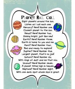 Lovely rhyme to remember the planets Planet Poem, Solar System Unit, Space Lessons, Space Preschool, 8 Planets, Planets And Stars, Space Unit, 4th Grade Science, Space Activities