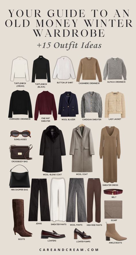 Hour Glass Outfits Winter, Old Money Basics Clothes Winter, Winter Capsule Wardrobe Aesthetic, British Womens Fashion, Chic Winter Capsule Wardrobe, Classic Style Winter Outfits, Winter Basics Wardrobe Minimal Classic, Old Money Outfits Capsule Wardrobe, Winter Outfit Women Classy