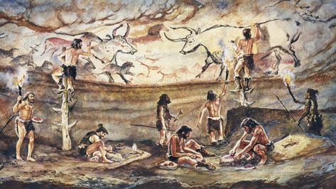 What Prehistoric Cave Paintings Reveal About Early Human Life. Some of the oldest known art may hint at the beginning of language development, while later examples portray narratives with human and animal figures. Painting Historical, Prehistoric Cave Paintings, Cave Painting, Human Bones, Early Humans, Prehistoric Art, Cave Paintings, Historical Pictures, Aquitaine