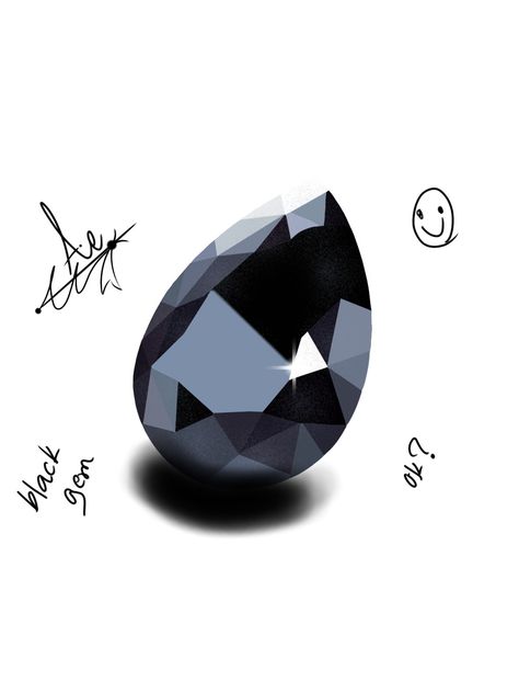 Diamond Sketch, Gem Drawing, Gem Tattoo, Tattoo Practice, Diamond Drawing, Black Gems, Black Jewel, Black Stone, Drawing Reference