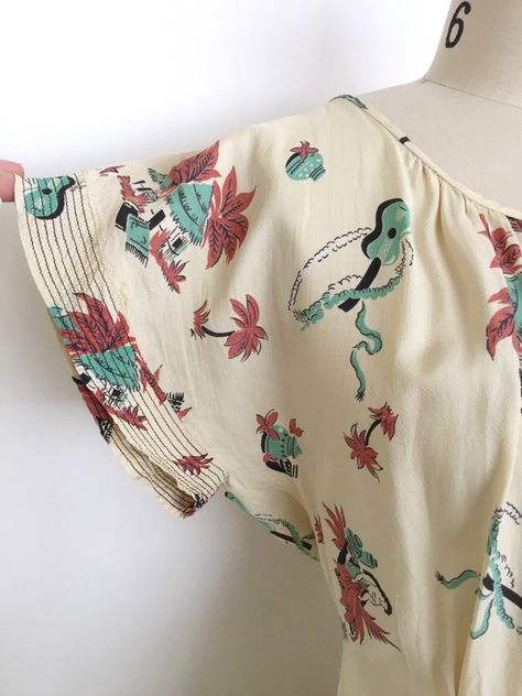 vintage 1940s dress 40s Hawaiian novelty print dress | Etsy Fashion 1940s, Payment Due, Dresses 40s, Hawaiian Outfit, 1940s Dresses, Hawaiian Dress, Hawaiian Print, Novelty Print, Crepe Dress