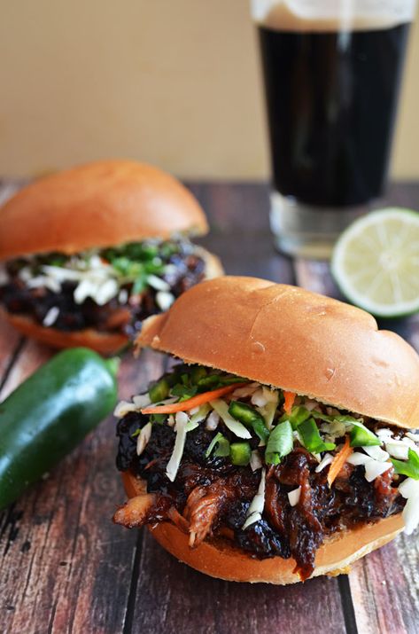 Sweet And Spicy Pulled Pork, Honey Jalapeno, Roasted Pig, Spicy Pulled Pork, Stomach Rumbling, Lime Slaw, Diner Ideas, Sandwiches Recipes, Pork Sandwiches