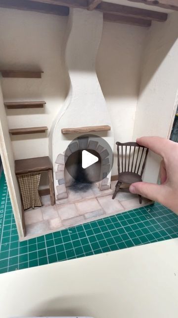 Michael Robbins on Instagram: "Part 2 of me making a magical miniature scene in 1:12th  scale ☺️ now that the decorating is done and the furniture is in, it’s time to sculpt and make all the little details to dress the room with …. Coming in part 3! ☺️

#mini #miniature #miniatures #dollhouse #dollshouseminiatures #art #processart #process #studio #fireplace #dollshouse #tinyart #shadowbox #booknook #vignette #handmade #rustickitchen #witchy" Doll House Fireplace Diy, Christmas Miniatures Scene Diy, Dollhouse Fireplace Diy, 1 12 Scale Miniatures Diy, Diaroma Ideas, Maileg Doll House, Miniature Fireplace, Mini Cabin, Cabin Crafts