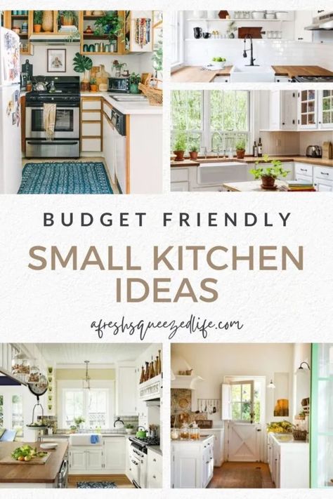 SMALL KITCHEN IDEAS - A Fresh-Squeezed Life Simple Kitchen Remodel Small Spaces, Slim Kitchen Ideas, Small Space Kitchen Ideas Layout, Small Kitchen Ideas Layout, Small Kitchen Ideas On A Budget, Room Diys, Small Apartment Kitchen Decor, Kitchen Ideas On A Budget, Design Tricks