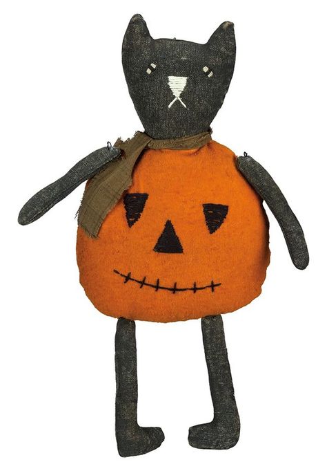 Traditions: Search Results Jack O Lantern Cat, Warm Halloween, Primitive Fall Decor, Felt Plush, Pumpkin Costume, Primitive Halloween, Primitives By Kathy, Cat Pumpkin, Halloween Doll