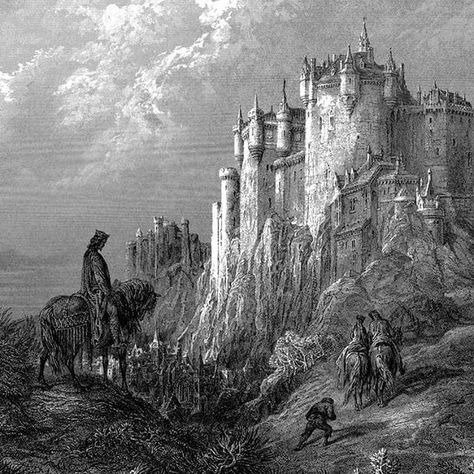 Gustave Dore: Camelot, 1867. #camelot #kingarthur #arthur #legendary #legend #gustavedore #1867 #illustration #art #dimmuborgir #foralltid… Synth Aesthetic, Gustavo Dore, Paul Gustave Doré, Gustav Dore, Little Dark Age, Dungeon Synth, Roi Arthur, Gustave Dore, Comics Artist