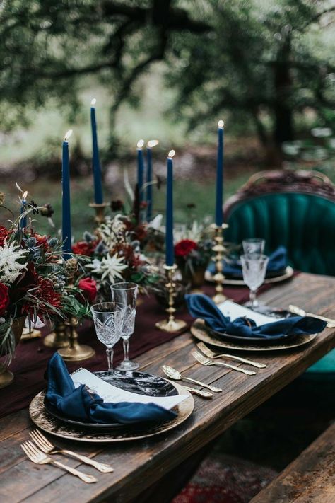 Long Table Decorations, Wiccan Wedding, Wedding Candles Table, Backyard Celebration, Rustic Wedding Decorations, Dark Wedding, Moody Wedding, Wedding Winter, Wedding Table Decorations