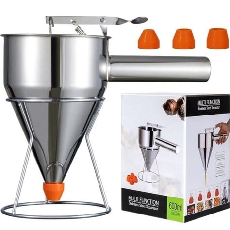 Pancake Batter Dispenser Muffin Cupcakes, Waffles Chocolate, Pancake Dispenser, Pancakes Crepes, Batter Dispenser, Pancake Batter Dispenser, Chocolate Balls, Tidy Kitchen, Funnel Cake