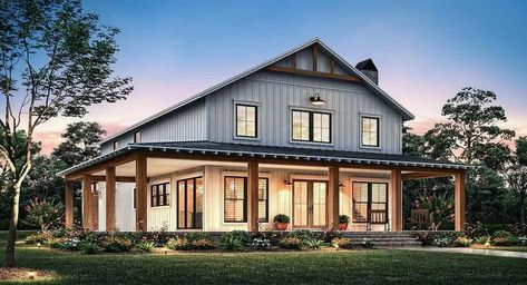 Lollybrook House Plan | Modern Farmhouse Plan Barn Plan, Barndominium Floor Plans, Farmhouse Style House Plans, Casas Coloniales, Barn Style House, Modern Farmhouse Plans, Cottage House Plans, Barn House Plans, Loft Spaces