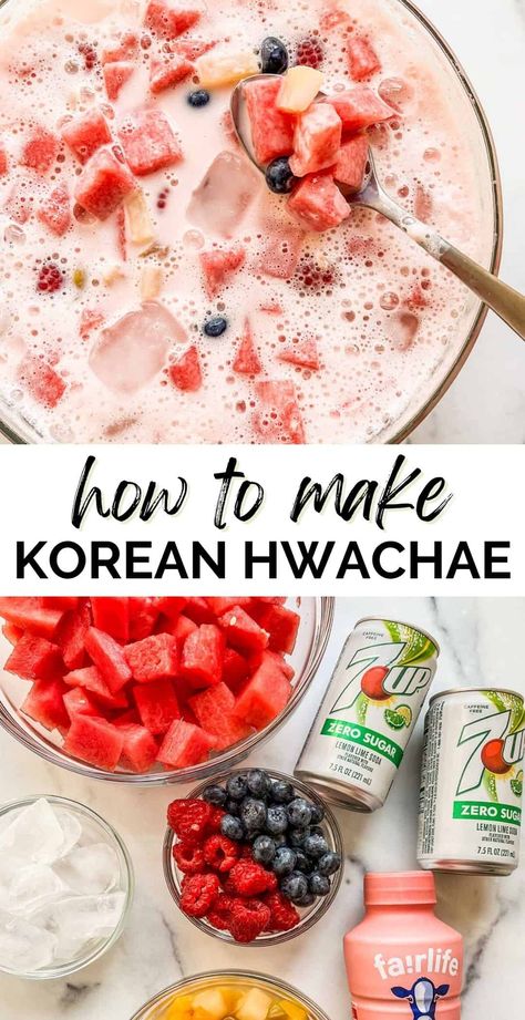 Korean Drinks Recipe, Watermelon Punch, Viral Food, Think Food, Fruit Punch, Interesting Food Recipes, Yummy Drinks, Healthy Drinks, Cooking And Baking