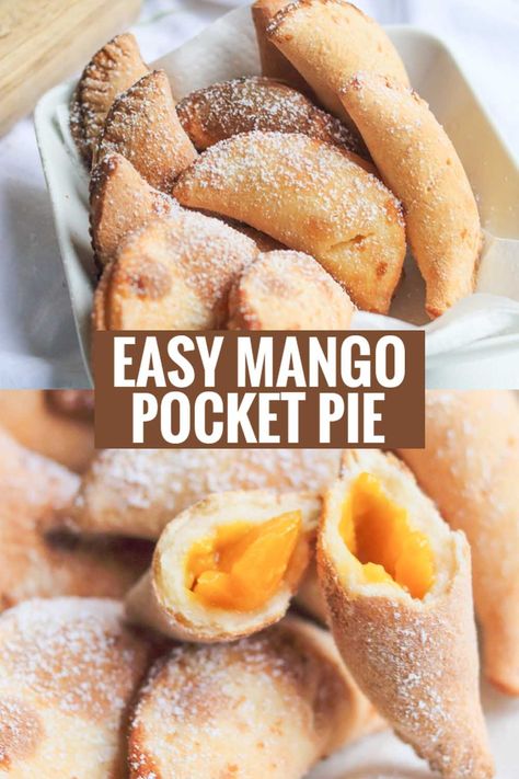 This Peach Mango Pie recipe is a Jollibee-inspired pocket pie with peach and mango filling that makes a delicious Filipino dessert or snack. It's easy to make, sweet and addicting! Mango Pie Recipe Easy, Mango Pie Filling, Peach Pie Filling Using Tapioca, Mango Hand Pies, Peach Mango Pie Jollibee, Peach Mango Pie Recipe, Mango Chiffon Pie, Mango Pie Recipe, Mango Filling