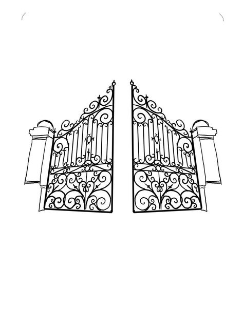 Heavens Gates Drawing, Heaven Gates Drawing, Heaven Gates Tattoo Stencil, Heavens Gate Tattoo Design, Gate Tattoo Design, Heavens Gate Tattoo, Gates Of Heaven Drawing, Heavens Gates Tattoo Design, Stairs To Heaven Tattoo