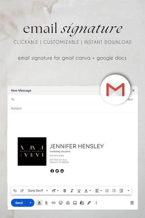 Professional and easy to customize email signature to help you stand out in your client's inboxes. Best Email Signatures, Gmail Signature, Professional Email Signature, Email Signature Design, Email Signature Templates, Email Marketing Template, Marketing Template, Email Design, Email Templates