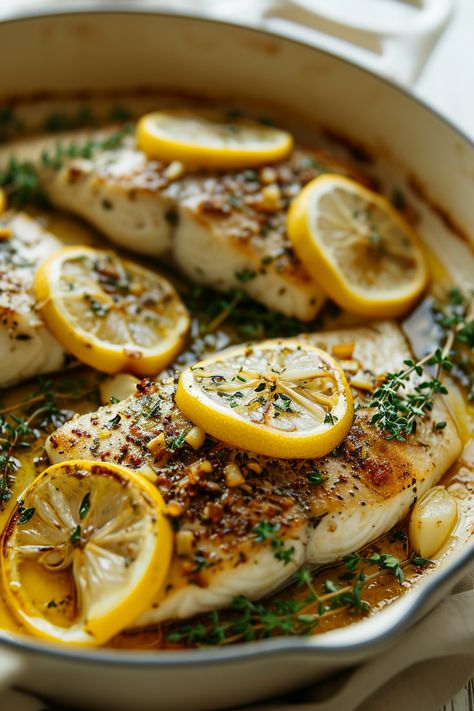 Lemon and Thyme Roasted Sea Bass Sea Bass Recipes, Fish Dinner Recipes, Fish Recipes Healthy, Fish Dinner, Seafood Dinner, Sea Bass, Fish Dishes, Seafood Dishes, Mediterranean Recipes