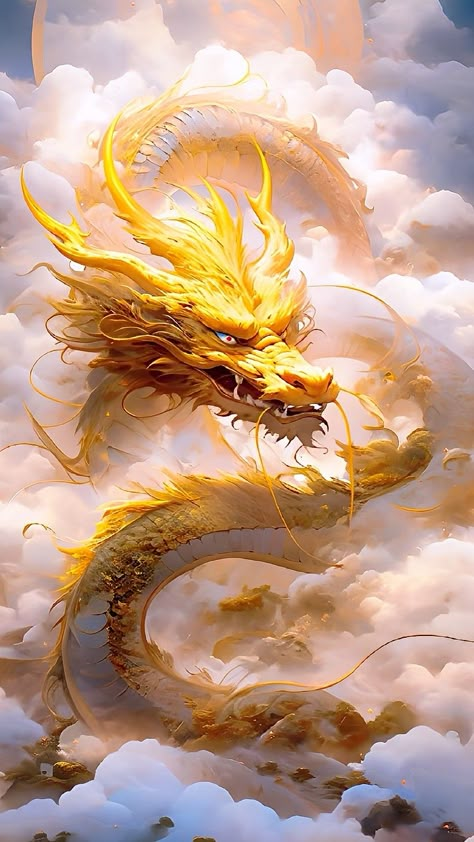 Wolf And Dragon, Dragon Wallpapers, Chinese Dragon Drawing, Cool Wolf, Chinese Dragon Art, Eastern Dragon, Yellow Dragon, Dragon Artwork Fantasy, The Beauty Of Life