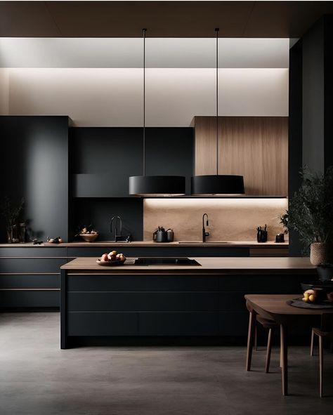 Kitchens 2024, Casa Rock, Modern Black Kitchen, Model Dapur, Elegant Minimalism, Kabinet Dapur, Minimalist Kitchen Design, Kitchen Aesthetic, Modern Kitchen Interiors