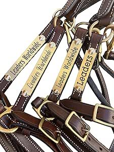 Leaders 3/4" Leather Halter for Horses with Customized Engraved Name Plate Brown Leather with Solid Brass Hardware Halter For Horses, Large Horse, Welsh Pony, Mini Crown, Shetland Pony, Horse Bridle, Leather Halter, Equestrian Sports, Clydesdale