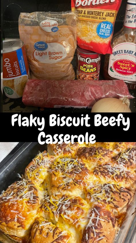 Biscuits And Beef Recipes, Canned Biscuit Recipes Dinner Ground Beef, Ground Beef And Biscuits, Ground Beef And Canned Biscuits, Hamburger Meat And Biscuits Recipes, Ground Beef Recipes With Biscuits, Ground Beef Canned Biscuits, Hamburger Casserole With Biscuits, Biscuit Ground Beef Recipe