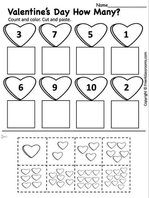 Valentine's Worksheets Preschool, Valentines Math Worksheets Preschool, Valentine Math Preschool Free Printable, Valentine's Day Worksheets For Preschool, Valentine Kindergarten Worksheets, Preschool Valentines Worksheets Free, February Math Preschool, Pre K Worksheets Free Printables Valentines Day, Valentines Day Preschool Activities Free Printables