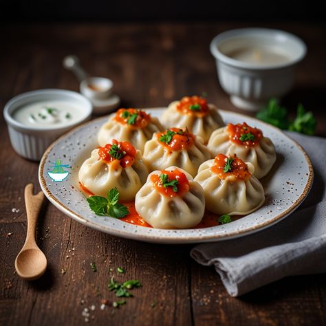 Chuchvara Recipe: Mini Meat Dumplings with Yogurt/Sour Cream Yogurt Sour Cream, Welsh Rabbit, Sashimi Recipe, Meat Dumplings, Whole Grain Flour, Light Salad, Homemade Dough, Wonton Wrappers, Delicious Vegan Recipes