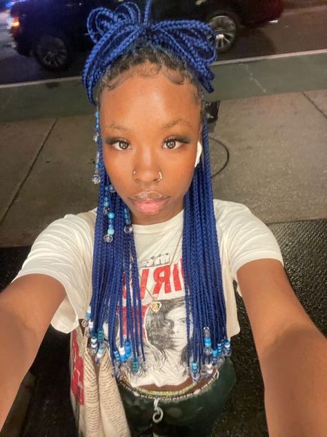 Orange And Blue Braids, Blue Box Braids, Blue Hairstyles, Blue Braids, Nice Hairstyles, Tan Skin Blonde Hair, Hair Color Orange, Cool Blonde Hair, Cute Box Braids Hairstyles