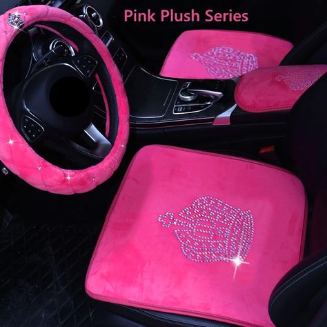 Pink Car Seat, Bling Car, Bling Car Accessories, Automotive Seat Covers, Diamond Crown, Pink Bling, Pink Car, Seat Belt Cover, Crystal Crown