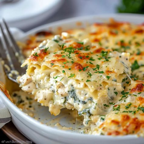 Chicken Alfredo Lasagna Recipe, Recipes Kids Will Love, Chicken Manicotti, Simple Chicken Recipes, Chicken Lasagna Recipe, White Lasagna, Chicken Alfredo Lasagna, Alfredo Lasagna, Manicotti Recipe