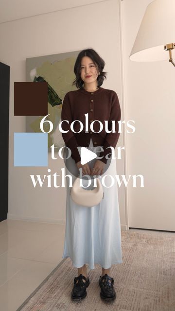 Helen • Daily Helen on Instagram: "6 colours to wear with brown! 🤎 these colour combinations are some of my go-to colours to pair with brown. Save to recreate ✨ Outfits linked on my LTK — in bio and stories x 🏷️ #sezane #sezaneknitwear #sezanelovers #sezaneaddict #colorcombination #colourcombination #colorfulstyle #colourfulstyle #colours" Brown Colour Palette Outfit, Brown Combination Outfit, Brown Colour Combination Outfit, Colors That Go With Brown Outfits, Light Blue And Brown Outfit, Colors To Wear With Brown, Navy And Brown Outfit, Brown Color Combinations Outfits, What Color Goes With Brown