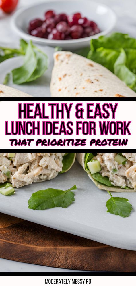 Healthy, high protein work lunch ideas that can be made in 15 minutes or less! These high protein ideas will keep you fuller for longer while increasing overall protein intake. Plus, these recipes are so easy to put together - so high protein meal prep feels less overwhelming. My favorite tips and strategies to make meal prep EASIER provided. Prioritize your health and meal prep these easy lunches so you're not opting for convenience foods. Easy Prep Healthy Lunches, Good Protein Lunches, Easy Fast Lunches For Work, High Protein Lunch No Cook, Low Prep Lunch Ideas, Light Lunch Ideas Healthy Meal Prep, Healthy Budget Lunches For Work, Easy Healthy Make Ahead Lunches, Macro Friendly Lunch Ideas For Work