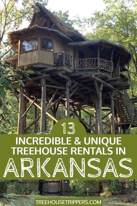 Looking for the coolest, best and most unique Treehouse Rentals in Arkansas? Read my guide for fun treehouse stays in in the state! Blessed with dense forests, swift rushing rivers, and picturesque lakes, the state of Arkansas is an ideal destination for all nature lovers and adventurous travelers out there. From the Ouachita National Forest to Eureka Springs in the Ozark Mountains, there is plenty to look forward to when visiting this lovely southern U.S. state. Arkansas Ozarks National Forest, Ouachita Mountains Arkansas, Ouachita National Forest, Ouachita National Forest Arkansas, Ozark Mountains Arkansas, Ozarks Arkansas, Arkansas Mountains, Treehouse Rentals, Unique Glamping