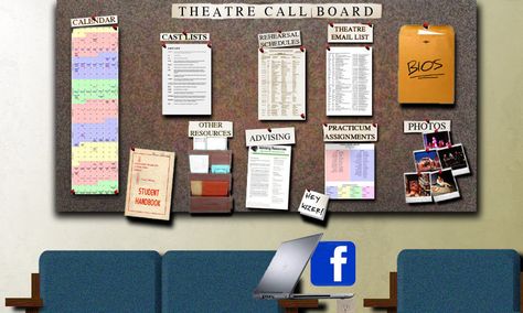 Callboard for my room, a sign in sheet for guests, a calendar, other stuff like weekly schedule Theater Classroom, Drama Classroom, Theatre Teacher, Thanksgiving Play, Tech Theatre, Orchestra Classroom, Stage Management, Theatre Classroom, Class Bulletin Boards