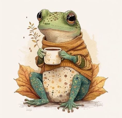 Frosch Illustration, Frog Illustration, Frog Drawing, Frog Art, A Frog, Fairytale Art, Whimsical Art, Cute Illustration, Animal Illustration