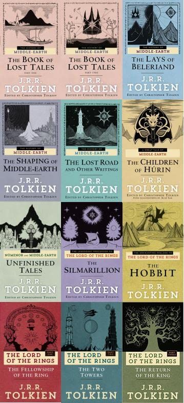 The Book of Lost Tales Part 1 (Histories of Middle-Earth #1) The Book of Lost Tales Part 2 (Histories of Middle-Earth #2) The Lays of Beleriand (Histories of Middle-Earth #3) The Shaping of Middle-Earth (Histories of Middle-Earth #4) The Lost Road and Other Writings (Histories of Middle-Earth #5) The Children of Húrin (Pre-Lord of the Rings) Unfinished Tales (Pre-Lord of the Rings) The Silmarillion (Pre-Lord of the Rings) The Hobbit: The Enchanting Prelude to the Lord of the Rings Middle Earth Books, History Of Middle Earth, The Silmarillion, Fantasy Literature, Tolkien Books, The Two Towers, J R R Tolkien, Best Books To Read, Middle Earth