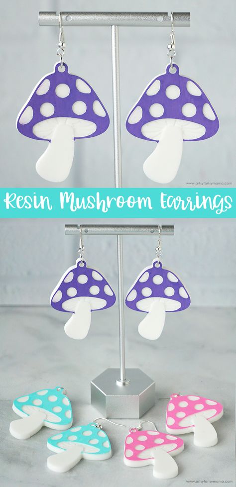 Pastel Resin Mushroom Earrings #resin #resincrafts #resinjewelry #mushroom #mushrooms #diyjewelry #diyearrings #earrings #ootd #resintutorial #resinearrings Resin Mushroom Earrings, Mushroom Resin Jewelry, Pastel Mushroom, Pastel Resin, Mushroom Resin, Mushroom Jewelry, Mushroom Earrings, Business Board, Resin Supplies