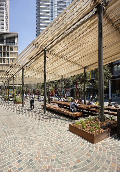 Gallery of Darling Square / ASPECT Studios - 14 Pergola Public Space, Park Architecture Public Spaces, Public Square Architecture, Urban Park Design, Urban Square, Plaza Design, City Square, Urban Design Architecture, Public Space Design