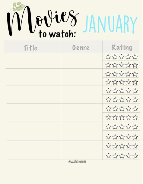 Movies To Watch Template, Movie Rating Template, Couple Movie, Movie Watch List, Movie Tracker, Planner Page Ideas, Attendance Sheet, My Dairy, Sheet Template