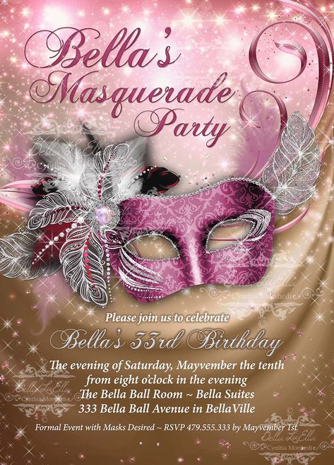 Masquerade Party Invitation Sweet 16 Masquerade Party Mis | Etsy Masquerade Quinceanera, Sweet 16 Masquerade Party, Invitation Sweet 16, Masquerade Invitations, Masquerade Party Invitations, Snowflake Invitations, Sweet 15 Party Ideas, Quinceanera Pink, Star Wars Invitations