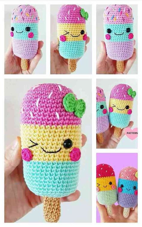 Amigurumi Ice Cream, Crochet Cupcakes, Crochet Stuffies, Crochet Cupcake, Crochet Case, Crocheting Ideas, Quick Crochet Patterns, Crochet Dolls Free Patterns, Pola Amigurumi