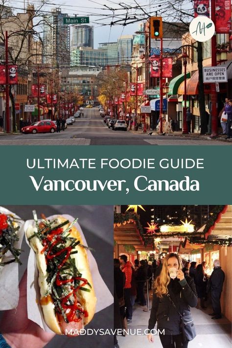 Take a food tour of Vancouver with this guide to the best Vancouver food places and restaurants. Taste the must-try food in Vancouver restaurants and discover the flavors that make the city a foodie destination. Don't miss out on this delicious journey through Vancouver! Tap here for you Vancouver food guide! | Foodie Travel, Foodie Travel Guide, Food Places Vancouver Restaurants, Best Summer Vacations, Gastown Vancouver, Vancouver Food, Vancouver Travel, Canada Vancouver, Canada Trip, Granville Island, Downtown Vancouver