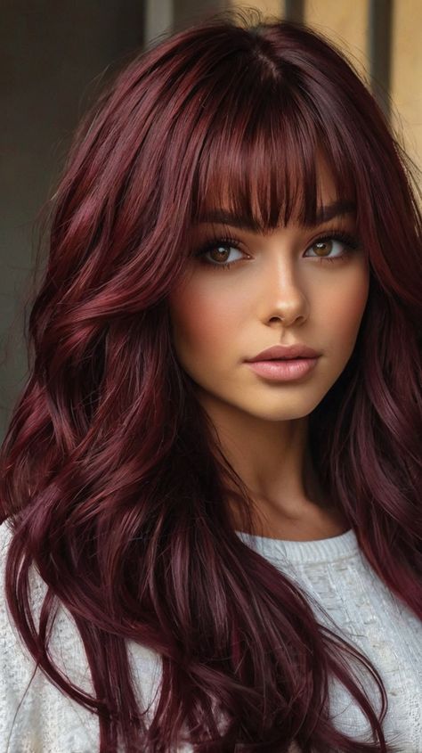 💫💖 Glamorous Hair Color For Dark Skin fall hair colors skin brown | Quick Excellence Black Cherry Hair Color With Bangs, Hair Color Ideas For Neutral Skin Tone, Purple Hair For Brunettes, Dr Pepper Hair Color, Top Hair Colors For 2024, Red Hair To Brown, Dark Red Hair Green Eyes, Deep Burgundy Hair Color Chocolate Cherry Dark Brown, Dark Brown Reddish Hair