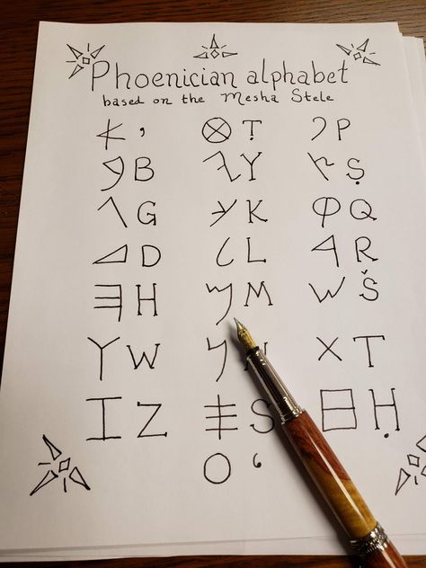 This is a hand-lettered ancient Phoenician Alphabet. Perfect for crafting, alchemical notes, magickal journal entries, or just as a lovely addition to your personal journal / Book of Shadows / grimoire. (this is not a computer font) Alphabet Scrapbook, Phoenician Alphabet, Witches Alphabet, Rune Alphabet, Modern Alphabet, Book Of Shadows Grimoire, Computer Font, Scrapbook Printable, Magick Symbols