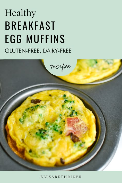 Dairy Free Egg Breakfast, Dairy Free Egg Cups, Gluten And Dairy Free Breakfast Recipes, Gluten Free Egg Muffins, Dairy Free Breakfast Muffins, Gluten Free Egg Muffin Cups, Gluten Free Dairy Free Breakfast Recipes, Gluten Free On The Go Breakfast, Gluten Free Dairy Free Egg Bites