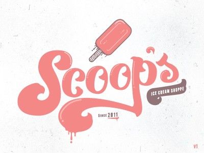 Scoop's Ice Cream Font, Script Typography Design, Ice Cream Logo, Branding Identity Inspiration, Candy Logo, Ice Cream Poster, Cupcake Logo, Vegan Candies, Script Typography