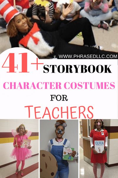 Book Character Dress Up For Teachers Storybook Characters, Childrens Books Costumes For Teachers, Easy Dr Seuss Character Costume, Teacher Group Halloween Costumes Book Characters, Book Day Characters Costumes, Best Storybook Character Costumes, Pete The Cat Group Costume, Famous Childrens Books, Dr Seuss Teacher Costume