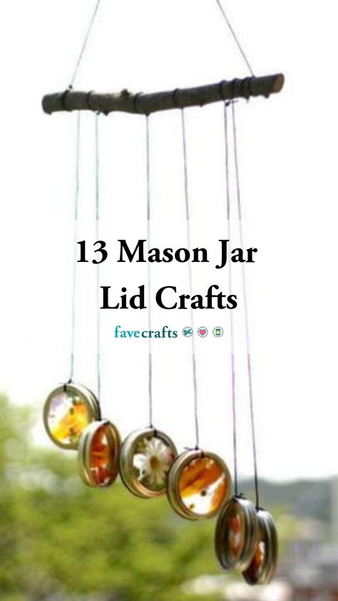 13 Mason Jar Lid Crafts Mason Jar Bands Crafts, Canning Jar Rim Crafts, Upcycle Mason Jar Lids, Glass Mason Jar Lids Craft Ideas, Mason Jar Ring Crafts Canning Lids, Craft With Canning Rings, Things To Do With Mason Jar Lids, Craft With Mason Jar Lids, Canning Jar Lids Crafts