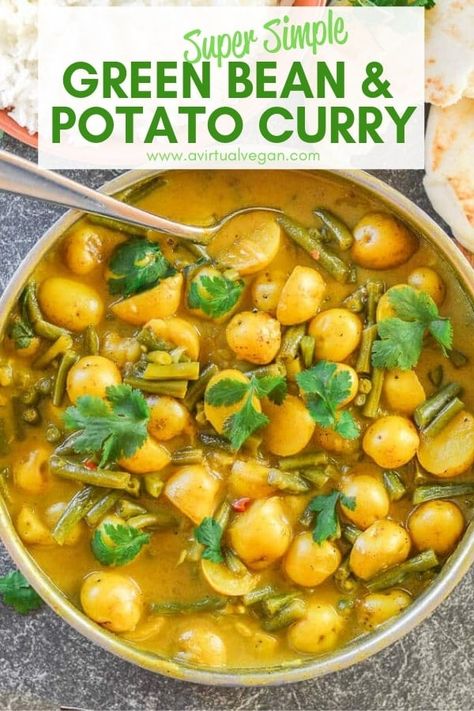 A really super simple Green Bean & Potato Curry that is budget friendly, only has 8 ingredients & needs no fancy schmancy spices. Green Beans Recipe Indian, Low Carb Bread Recipes, Green Bean Curry, Bean Curry, Easy Green Beans, Healthy Eating Guidelines, Beans Curry, Green Beans And Potatoes, Potato Curry