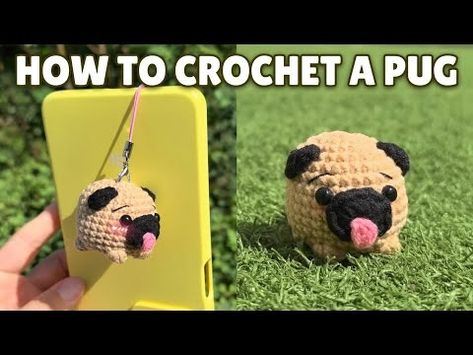 How to Crochet a Cute Pug Mini Keychain Free Amigurumi Tutorial (beginner friendly) - YouTube Beginner Amigurumi Pattern Free, Korean Crochet, Tutorial Amigurumi, Mini Keychain, Easy Crochet Animals, Microcar, Quick Crochet Patterns, Crochet Keychain Pattern, Crochet Design Pattern