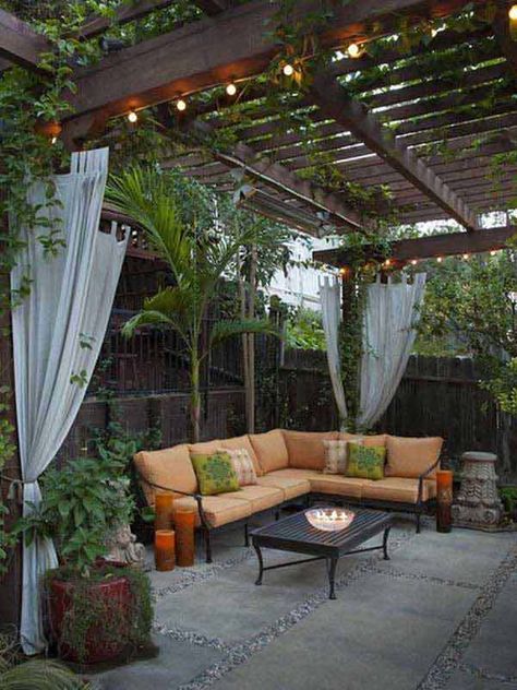 26 Jaw Dropping Beautiful Yard and Patio String Lighting Ideas For a Small Heaven homesthetics backyard landscaping ideas (13) Lanai Ideas Philippines, Outdoor Lanai Ideas, Garden Sitting Area, Rooftop Oasis, Yard Structures, Lanai Ideas, Pergola Modern, Pergola Outdoor Living, Pergola Outdoor